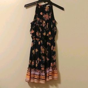 Love, Fire Blue Floral Halter Dress US S